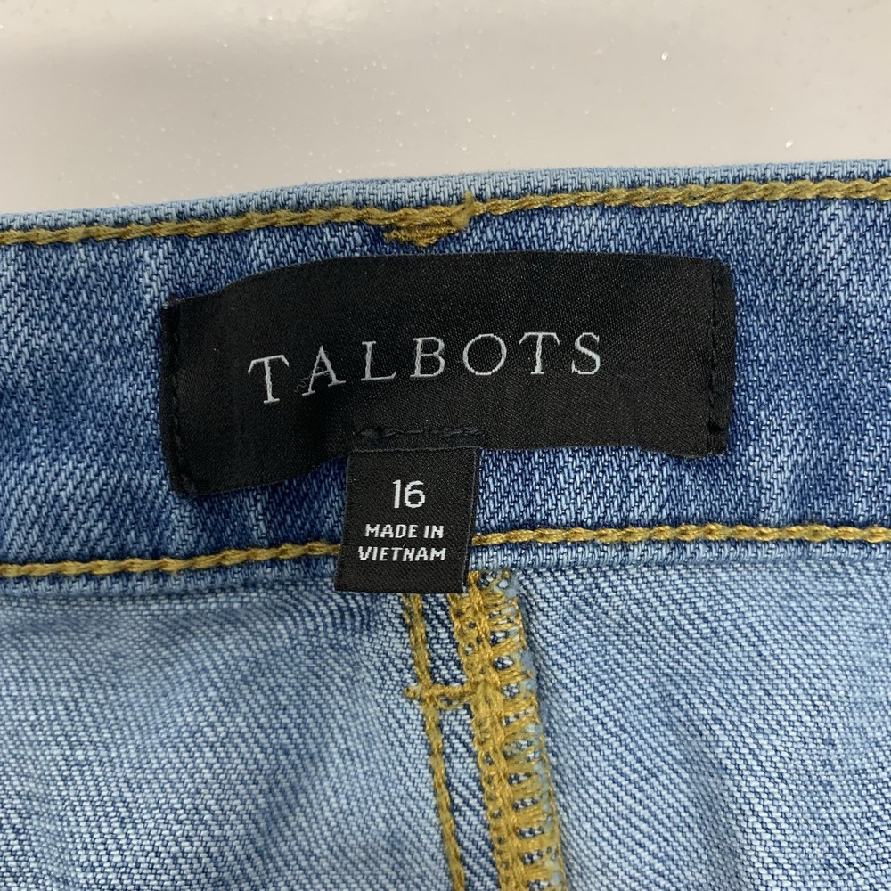 Talbots Denim Skirt 16 Above Knee A‎ Line Blue Stretch Pockets Cotton Blend - Picture 4 of 7